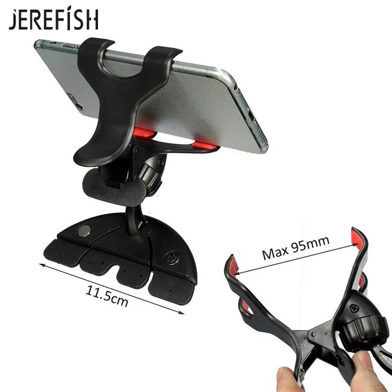 JEREFISH Universal Smartphone Car Holder CD Slot Air Vent Car Mount Holder for Grip Cellphone for iPhone 7 6 Plus 5 Samsung
