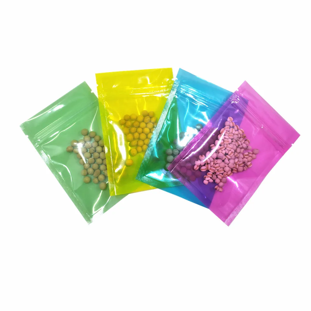 1000Pcs 8x12cm Front Clear Resealable Ziplock Bag Back Colorful Plastic Zipper Bags Dry Food Packaging Bag Snack Storage Pouch