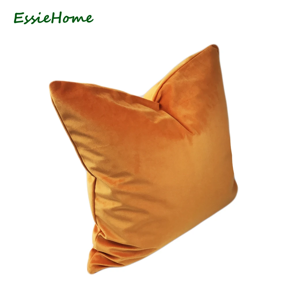 ESSIE HOME Luxury Matte Cotton Velvet Bright Orange Tangerine Cushion Cover Pillow Case Lumbar Pillow Case