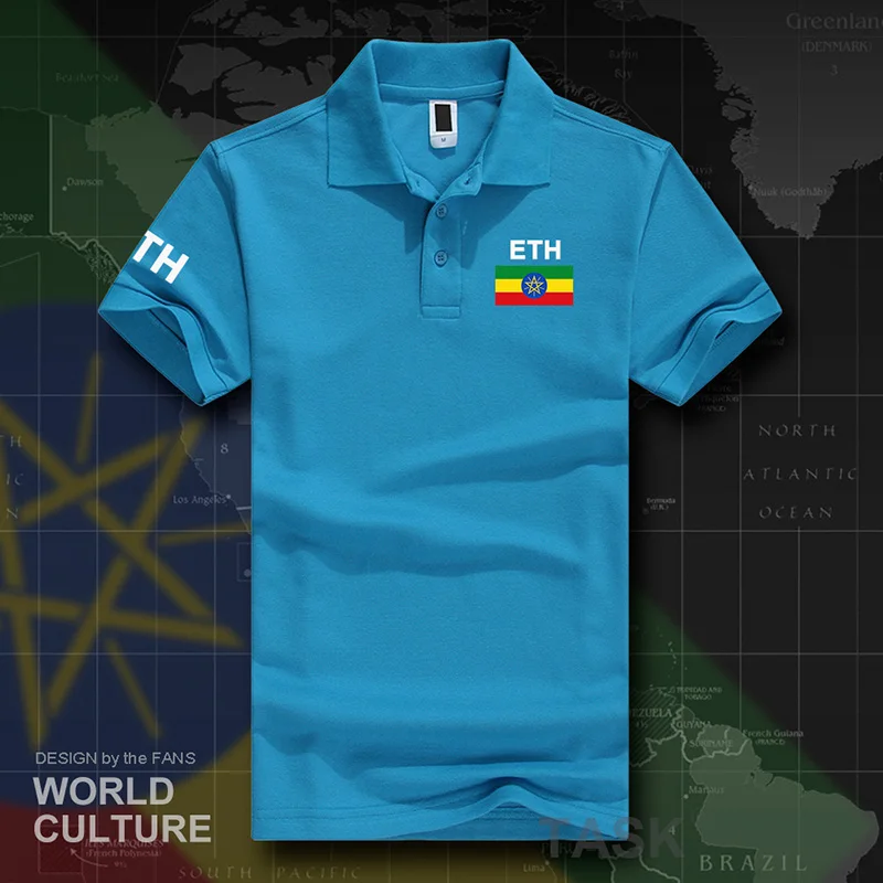 Ethiopia Ethiopian polo shirts men short sleeve white brands printed for country 2017 cotton nation team Horn of Africa ETH ET