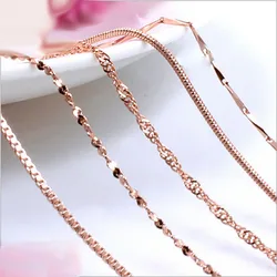 RE 45cm DIY women's chain Necklaces Friendly Copper Wave/Snake/Box Chains Jewelry Beads for Pendant Accessories rose Gold Color