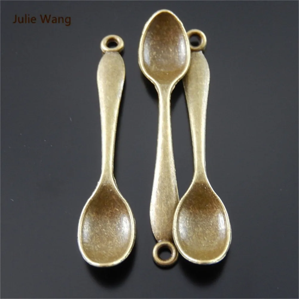 Julie Wang 5-30PCS Spoon Charms Alloy Antique Bronze Mini Hanging Jewelry Making Pendant Charm Suspension Accessory