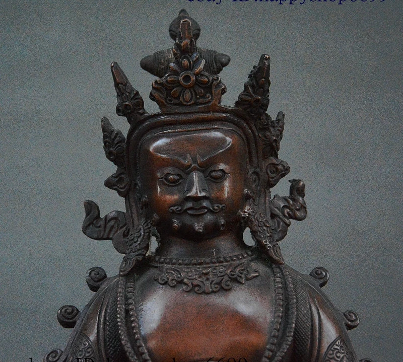 China Tibetan Buddhism Bronze Copper Yellow Jambhala God of Wealth Buddha Statue