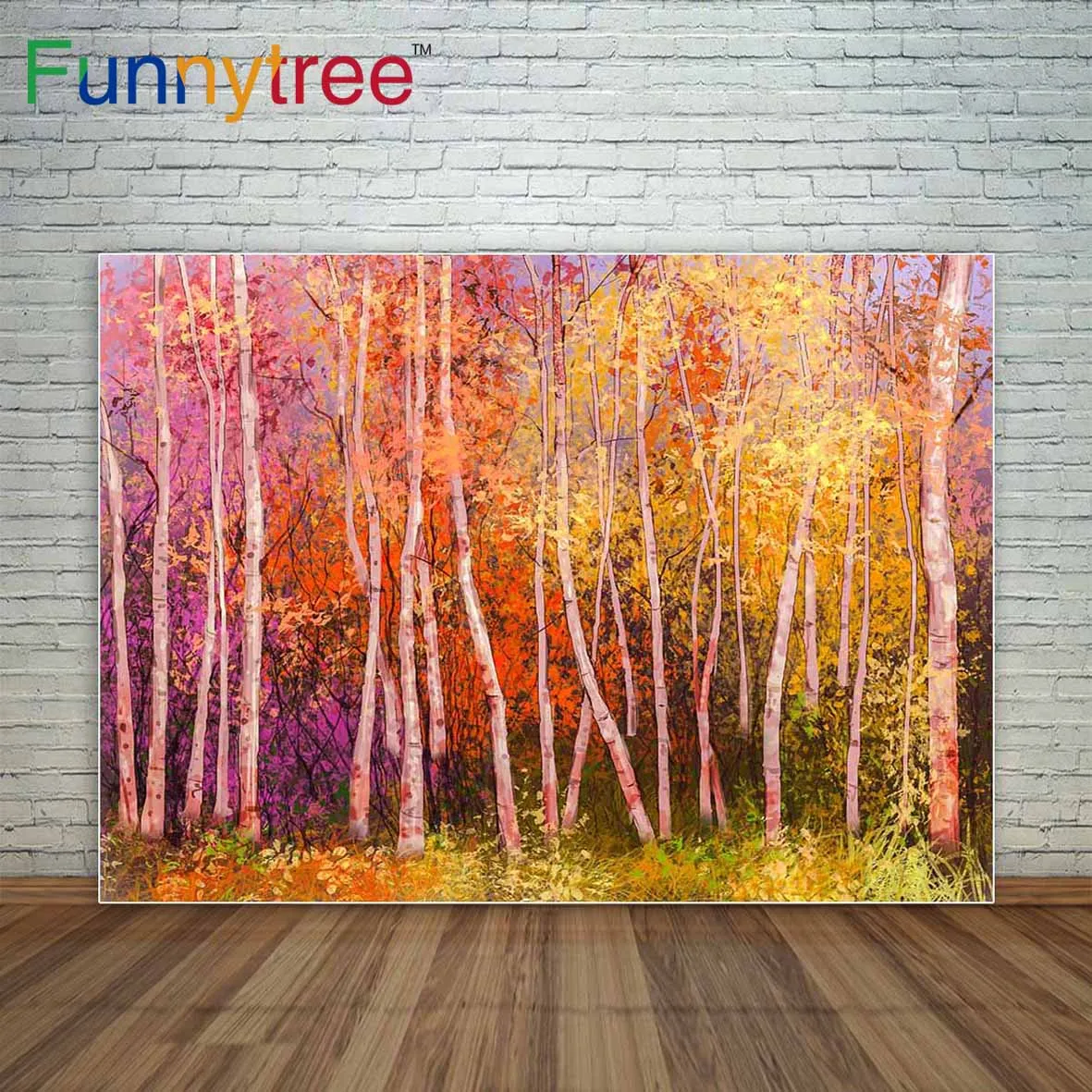 Funnytree Autumn sunny landscape with colorful view of valley decoration photographic background background for photography