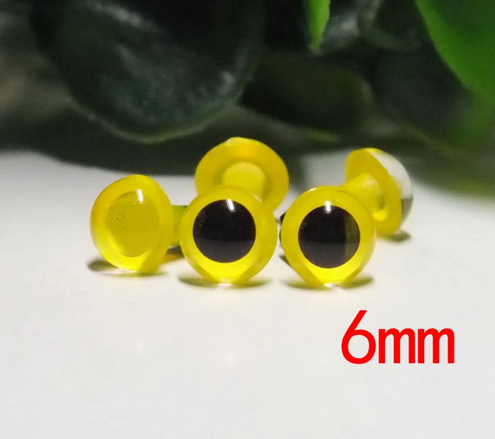 6mm Yellow Color Safety Eyes Plastic Eyes Animal Eyes Bear Eyes Plug -100pcs