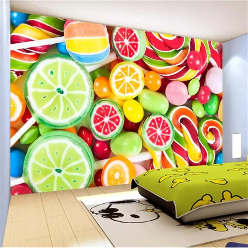 wellyu Custom wallpaper 3d photo mural обои colorful lollipop candy children room background papel de parede wallpaper 3d murals