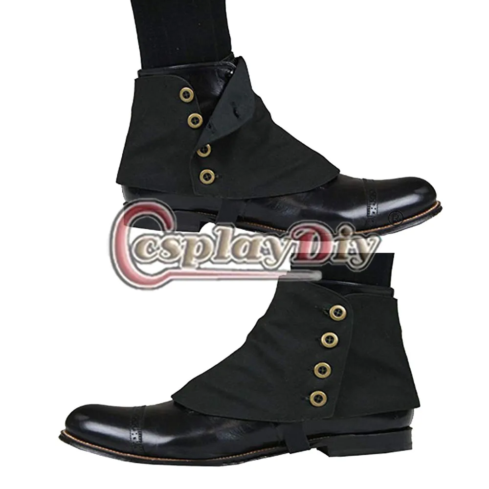 Cosplaydiy Medieval Historical Retro Men's Premium Cotton Canvas Buttons Spats Victorian Shoes Covers Spats L320