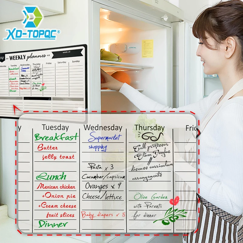 A3 Magnetische Wekelijkse Planner Whiteboard Magneet 29.7*42Cm Flexibele Dagelijks Bericht Tekening Koelkast Wit Bulletin Board