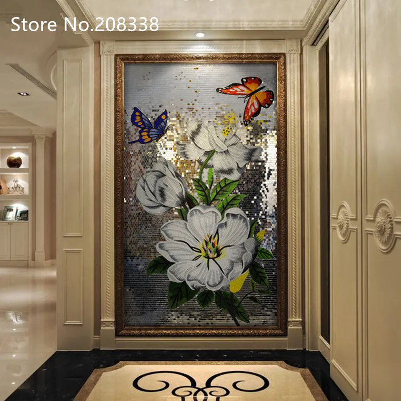 Butterfly dancing  Hand Made Glass Mosaic Tile Art Wall Mural Decor