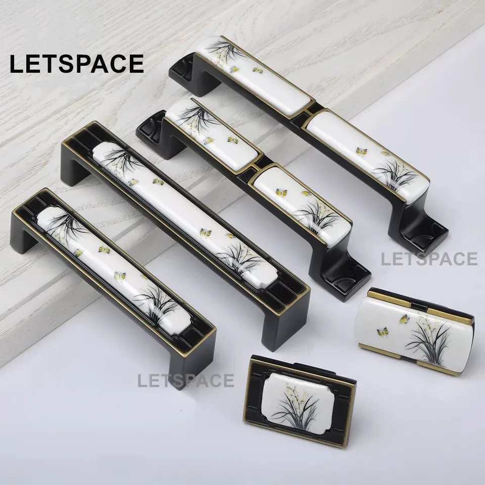 Free shipping High-top Wardrobe pulls Wine cabinet door handles European Exquisite ceramic drawer cabinet knobs Furniture handle