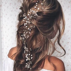 Fashion Wedding Hair Accessories Simulated Pearl Haedbands for Bride Crystal Crown Floral Elegant Hair Ornaments Hairpin
