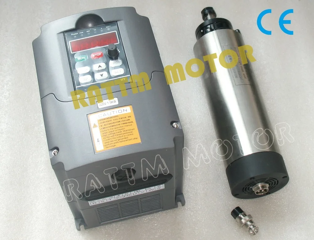 

1.5KW Air-cooled ER16 spindle motor 220V 24000rpm 4 bearing & 1.5kw Inverter VFD 2HP 220V for CNC Machine tool