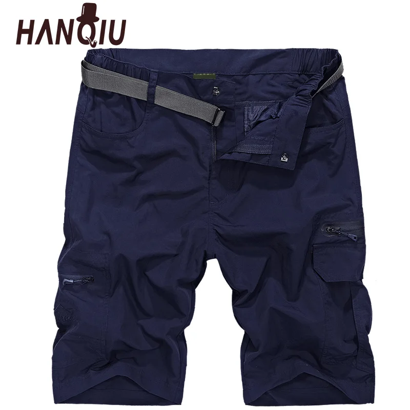 

HANQIU 2022 Summer Cargo Shorts Men Quick Dry Short Pants Loose Casual Shorts Mens Military Tactical Shorts Homme Plus Size