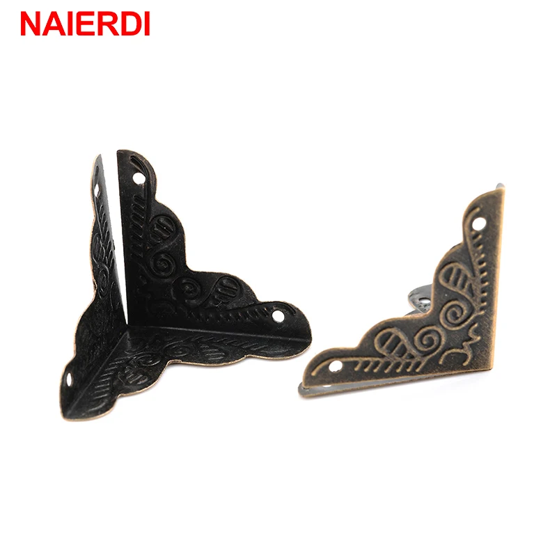 NAIERDI 30PCS Luggage Case Box Corners Brackets For Furniture Decorative Triangle Rattan Carved Decorative Corner Protector