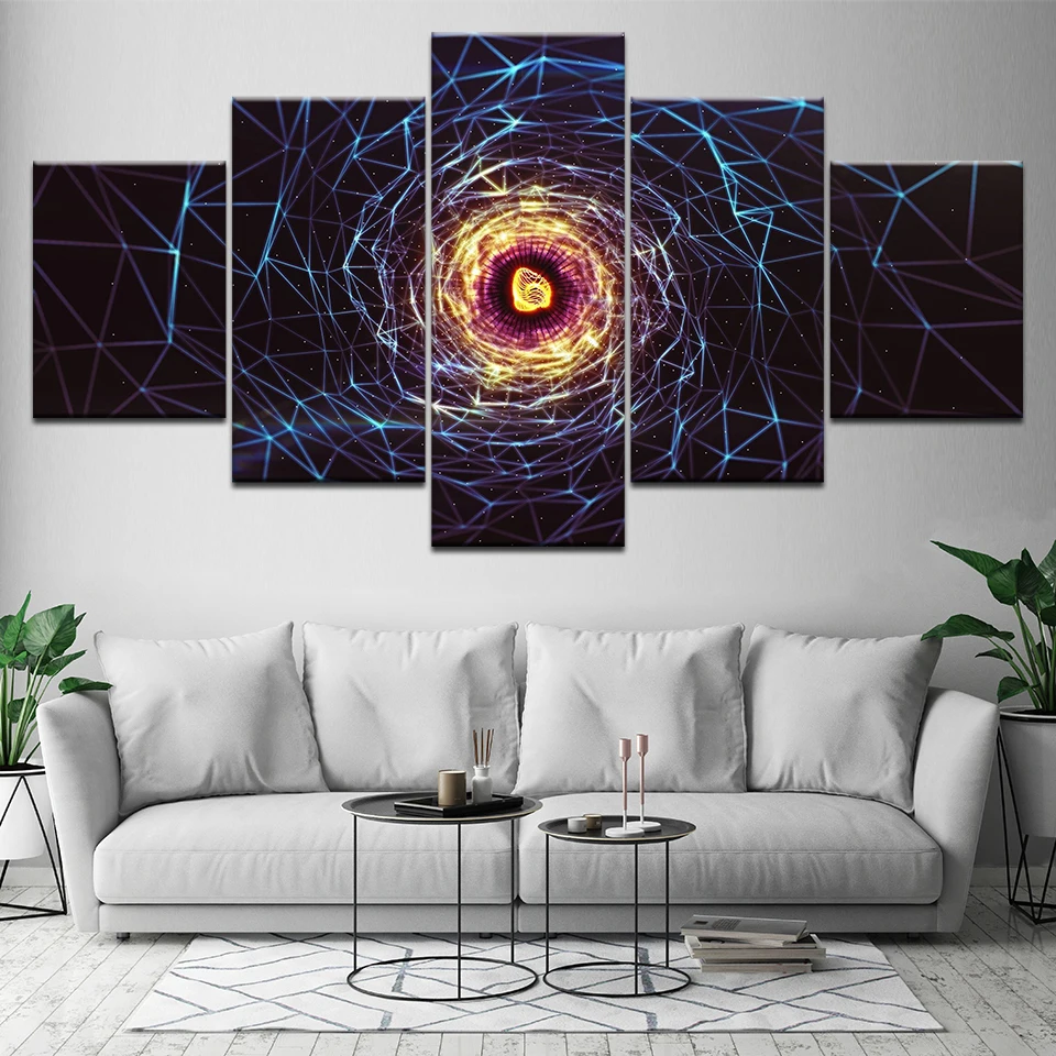 Canvas Painting abstract shining Cobweb Wall Art Pictures 5 Pieces Modular Wallpapers Poster Print for living room Home Decor