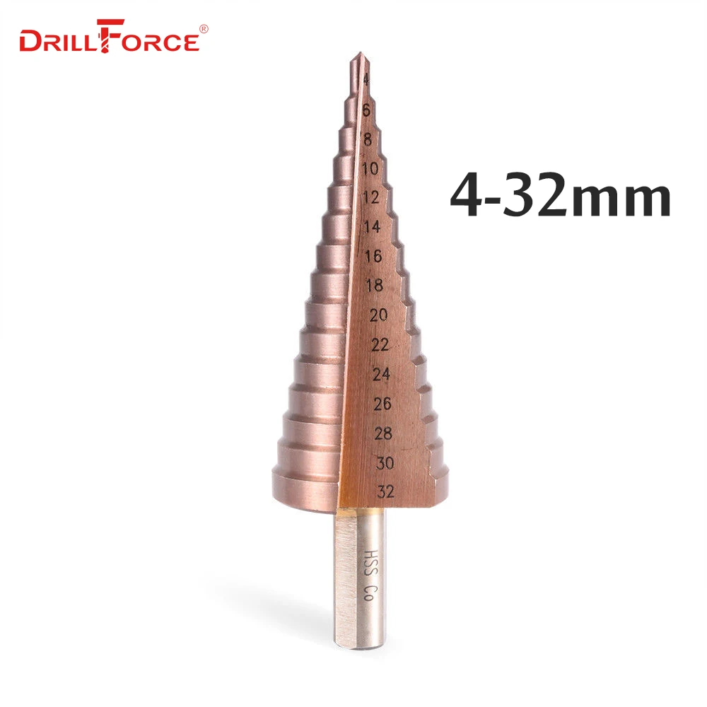 Metal Drill 4-12/20/32mm Step Drill Bit HSSCO High Speed Steel Cone Cobalt Drill Bits Tool Set Hole Cutter For Stainless Steel