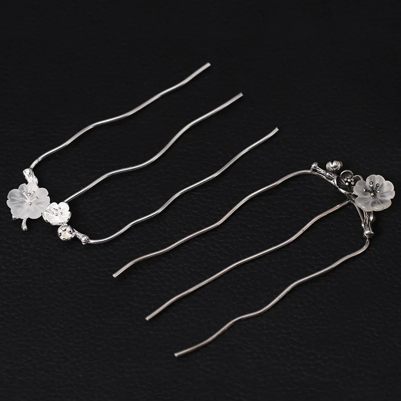 Amxiu New Natural Crystal Hair Combs 925 Sterling Silver Hair Jewelry Handmade Hair Sticks Flower Hairpins For Women Accessories