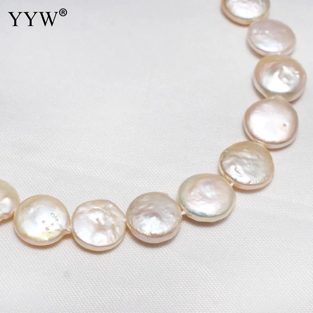 Cultured Coin Freshwater Pearl Beads Flat Round natural white 12-13mm Sold Per Approx 15 Inch Strand Pearl slice