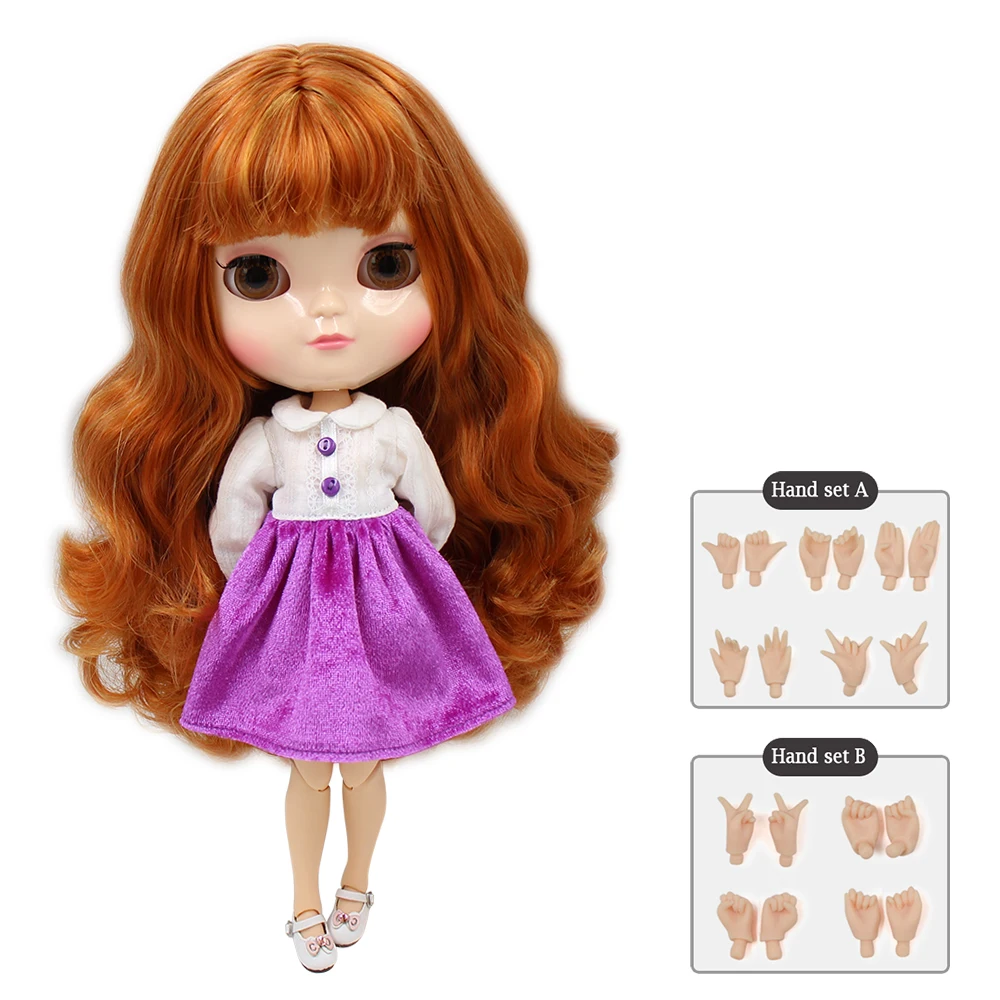 

ICY nude DOLL small breast azone joint body brown mix gloden curly hair with bangs natural skin 30cm with hand set No.764A1207