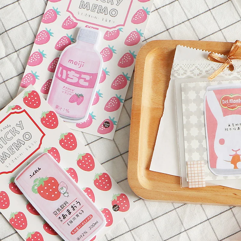 Creative Cute Peach Drink Series Memo Pad Kawaii N-Times Sticky Notes Papelaria Japanese Stationery