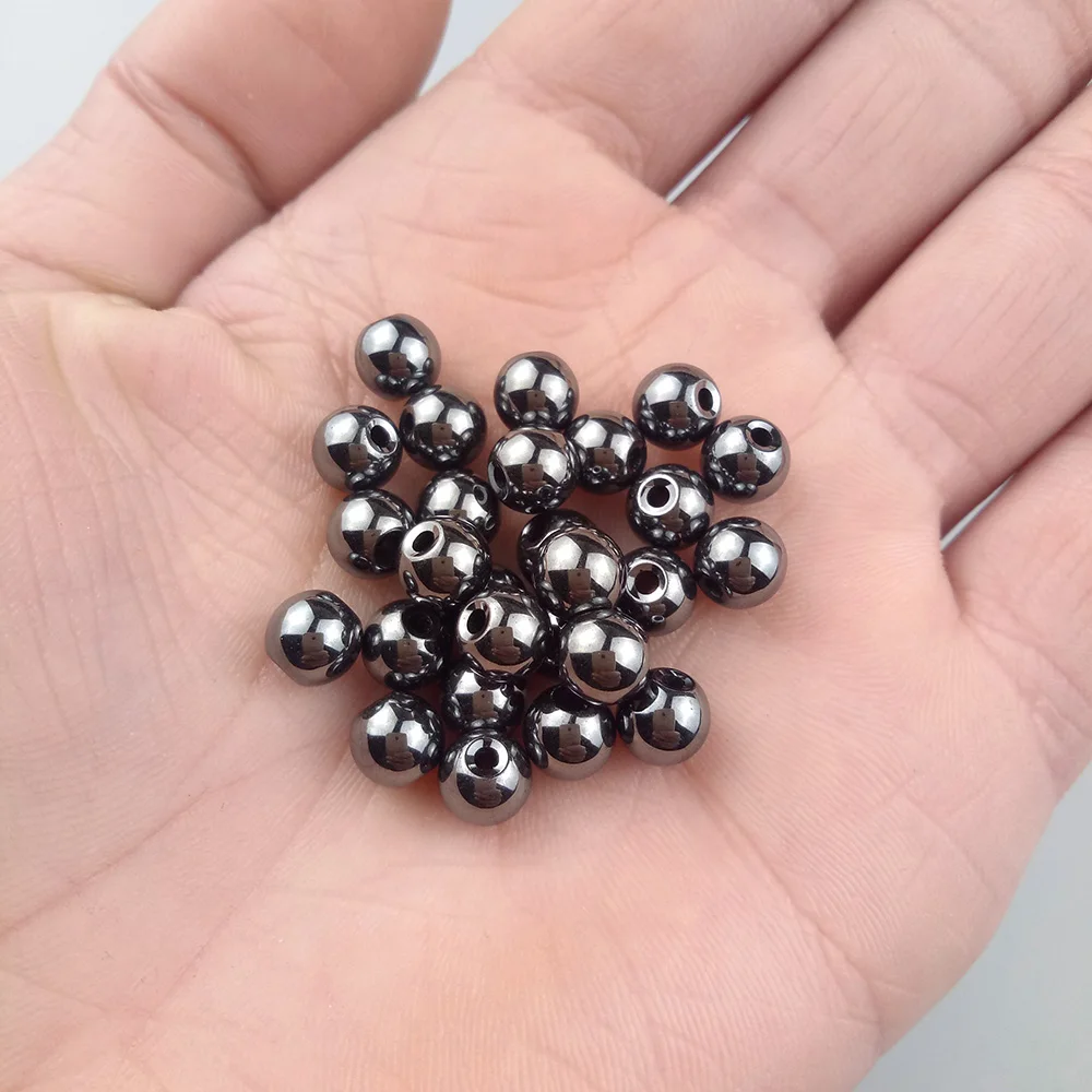 WLYeeS Round Hematite Beads 3 4 6 8 10 12mm Ball Natural Stone Loose Spacer Bead for Women DIY Jewelry Bracelet Making wholesale