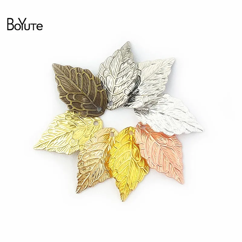 

BoYuTe (100 Pieces/Lot) Brass Stamping 10*18mm Leaf Charm Materials DIY Floating Charms for Jewelry Making