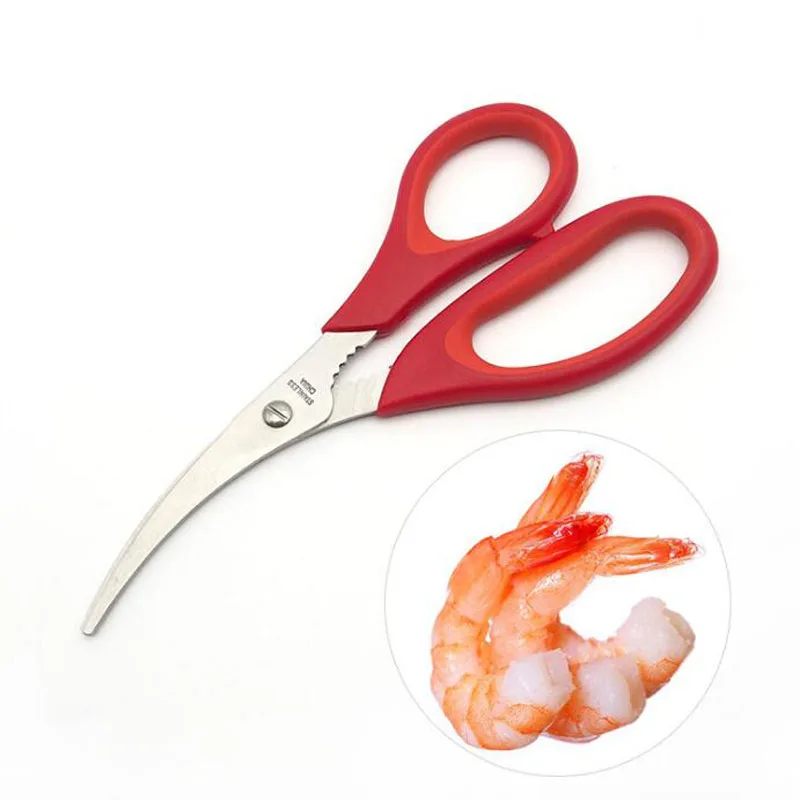 

100pcs Creative Shrimp Sausage Scissors Red Plastic Peel Shrimp Tool Prawn Peeler Kitchen Gadgets Seafood Tools ZA6289