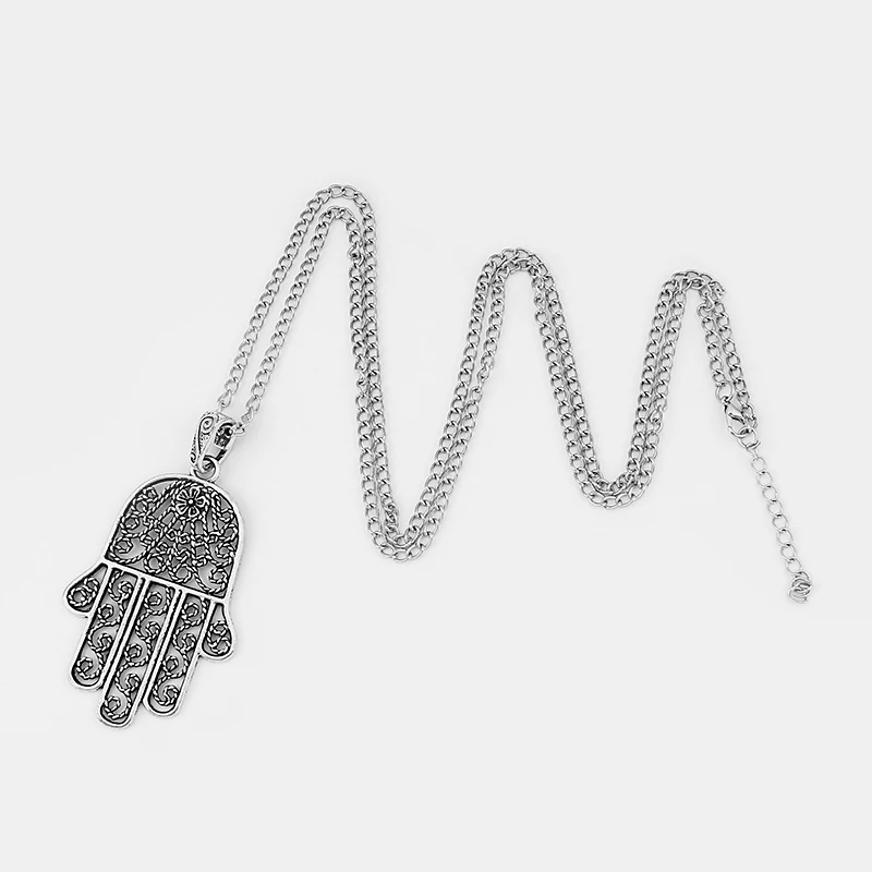 1pcs Large Hamsa Hand Necklace Long Chain Pendant Hip Hop Witch Jewelry Women Gift Necklaces Jewelry