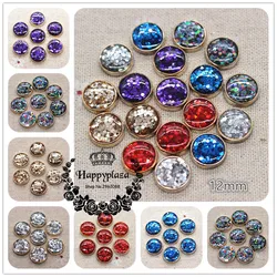 50PCS 12mm Golden Circle Glitter Enamel Round Flatback Button Home Garden Crafts Cabochon DIY Scrapbook Accessories