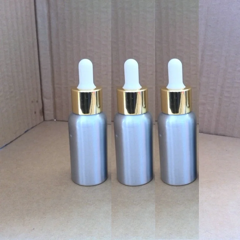 

40pcs 30ml aluminum silver bottle With (gold ring +white rubber) dropper lid, 30 ml dropper container ,essential oil bottle