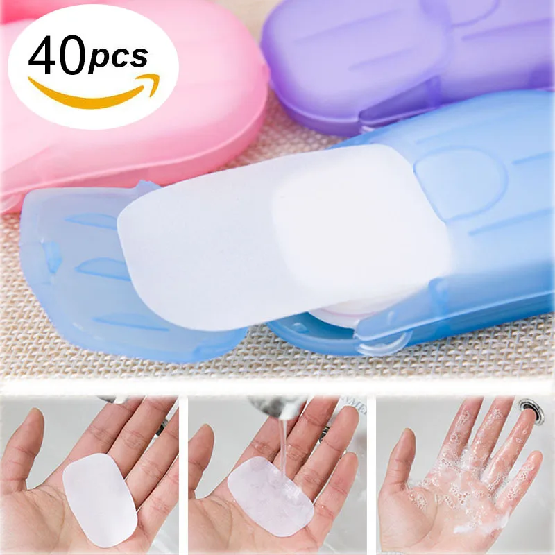 

40PCS Portable Soap Paper Disposable Soap Paper Flakes Washing Cleaning Hand for Kitchen Toilet Outdoor Travel Camping Hiking