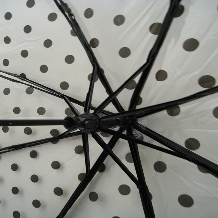 Transparent Dot Umbrella Plastic PVC POE Point  sunny rainy creative umbrella three folding umbrella