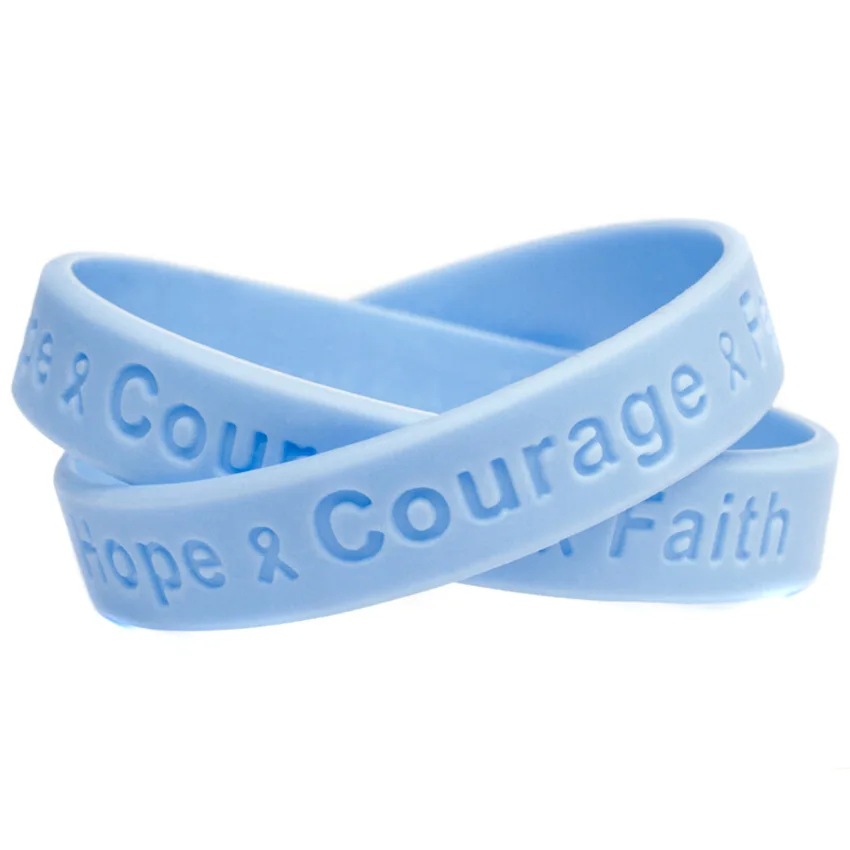 1 PC Hope Courage and Faith Cancer Awareness Silicone Bracelet Debossed Ribbon Logo Wristband