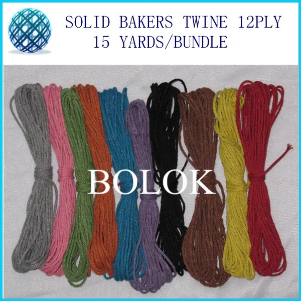 

10 color 30pcs/lot solid bakers twine 15yards/bundle 2mm 12 ply plain cotton twine, solid DIY twine by free shipping