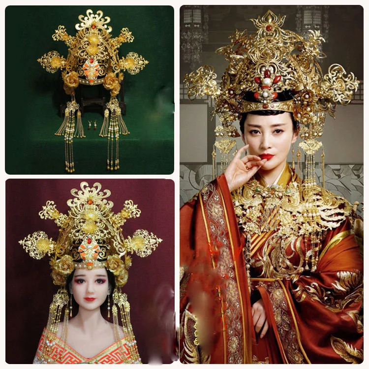 

Traditional Chinese Wedding Bride Tiara Drama Hair Piece Imitate Design of TV Play Tribes and Empires- Storm of Prophecy