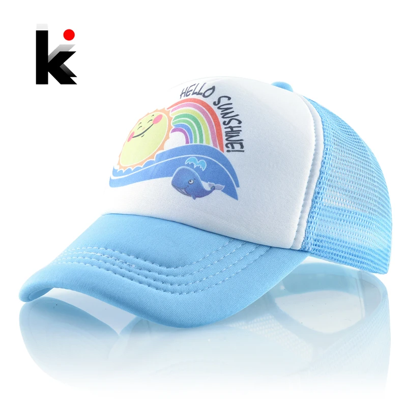 

Kids Cute baseball Cap Summer Rainbow Printing Snapback Sun Visor Hats For Boys And Girls Children Outdoor Breathable Mesh Bone