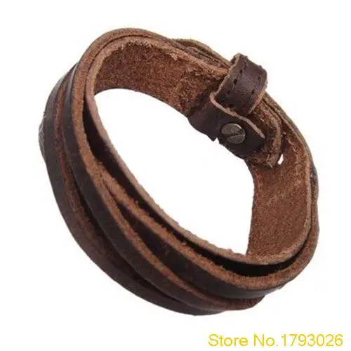 Men Women Unisex Multi thong braided thin Genuine Leather Bracelet for Retro Design 4TSV