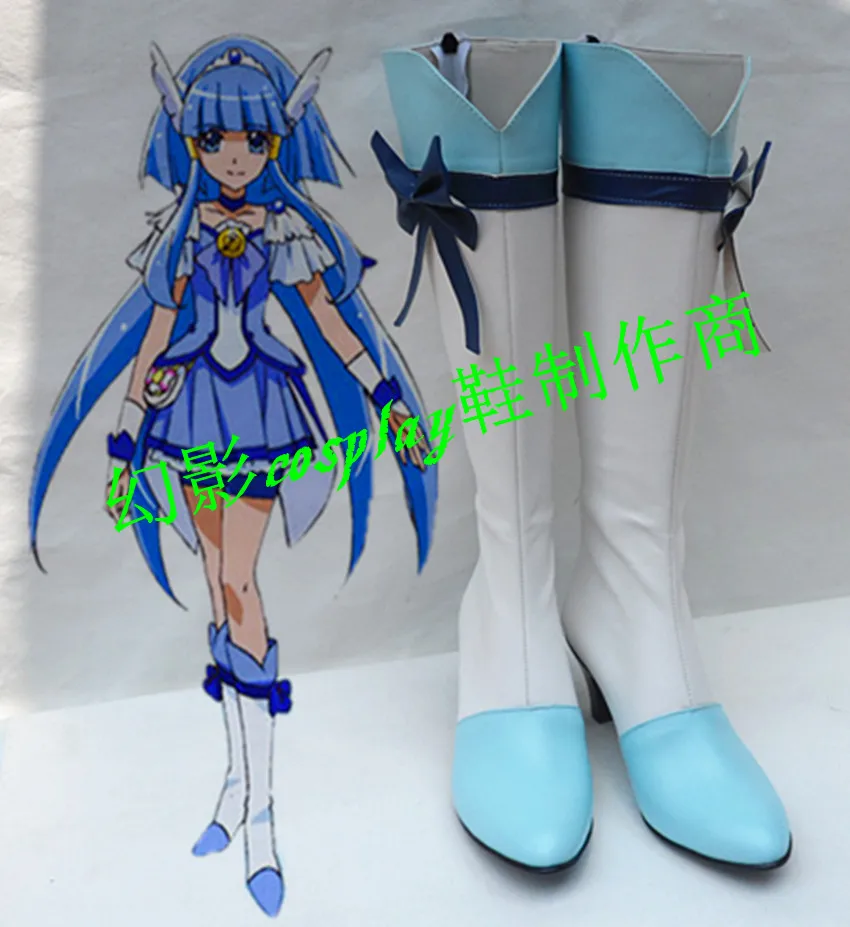 Smile Pretty Cure Aoki Reika Cure Beauty Girls Long Cosplay Shoes Boots