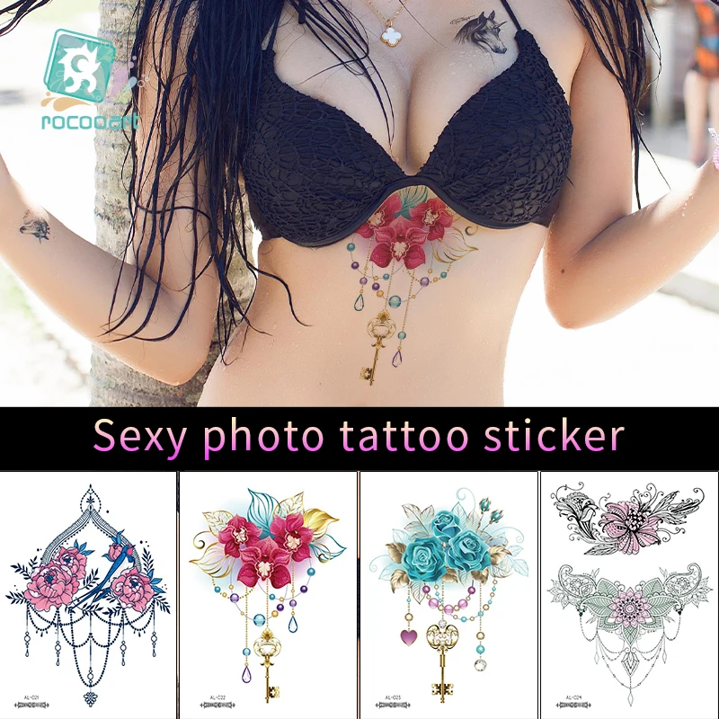 

1 Sheet Chest Body Tattoo Temporary Waterproof Jewelry Lace Totem Lotus Mandala pattern Decal Waist Women Art Tattoo Sticker