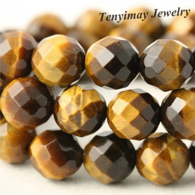 12mm Faceted Tiger Eye Stone Beads For DIY 2 Strands Wholesale(32pcs/strand)