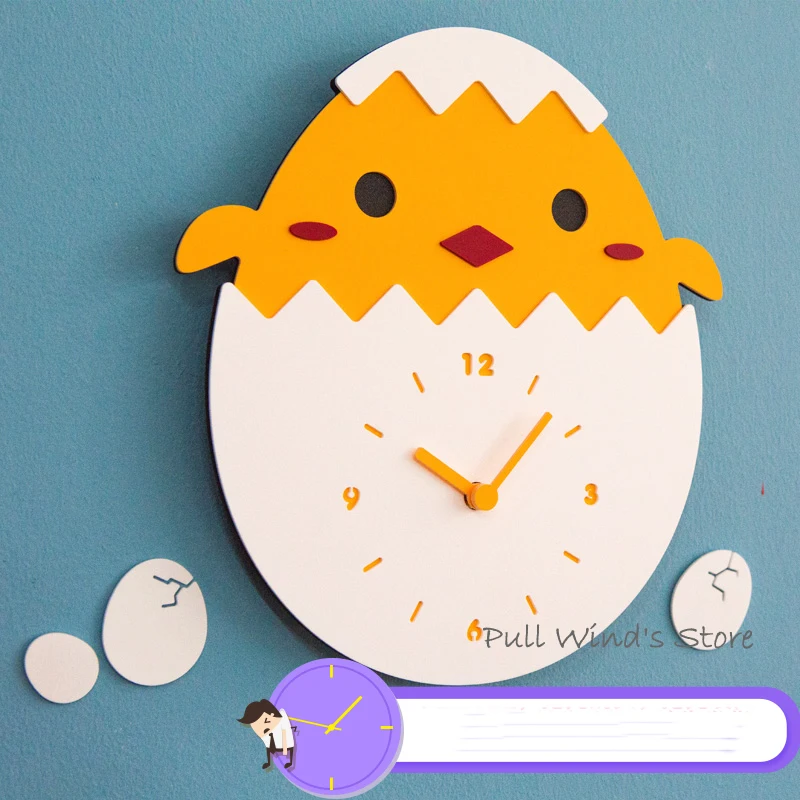 Super Cute Cartoon chick Wall Clock Beautiful yellow chicks children room wall clock