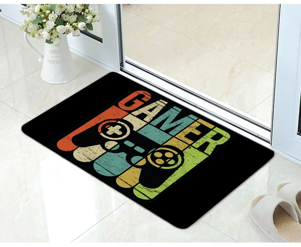 

Vintage Black Gamer Controller Decorative Door mat Funny Video Game Sofa Doormat Square Gaming Game Gifts Dad Kid