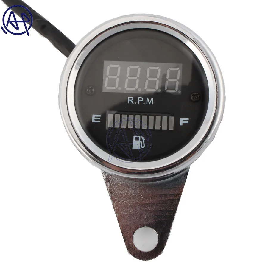 2 in 1 Motorcycle Tachometer Indicator Oil Fuel Gauge 12V LED Bcaklight Digital Display Universal For Street Fighter Cruiser