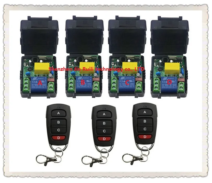 

New AC220V 1CH Radio Controller RF Wireless Relay Remote Control Switch (3) Transmitter + (4) Receiver --JRL220V-11