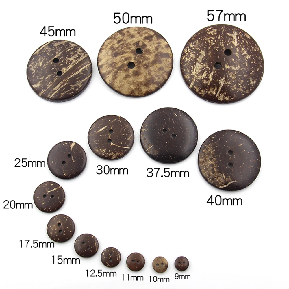 

New Products Natural eco-friendly two-hole children's clothing 9mm-50mm coconut shell button NK111