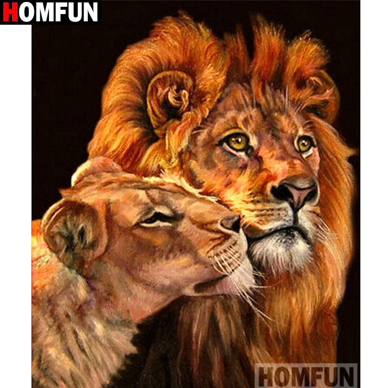 

HOMFUN Full Square/Round Drill 5D DIY Diamond Painting "Animal lion" 3D Embroidery Cross Stitch 5D Home Decor A13310