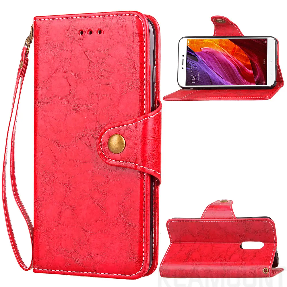 20 pcs Wholesale for Redmi 4 4X Fashion Solid Color Design Flip Retro Wax Oil Leather Cover Case with Free Lanyard