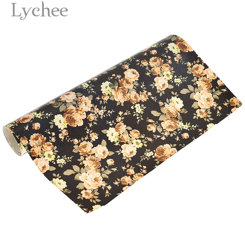 Lychee Life 29x21cm A4 Flowers Litchi Leather Fabric High Quality Floral Pattern Synthetic Leather DIY Material For Handbag