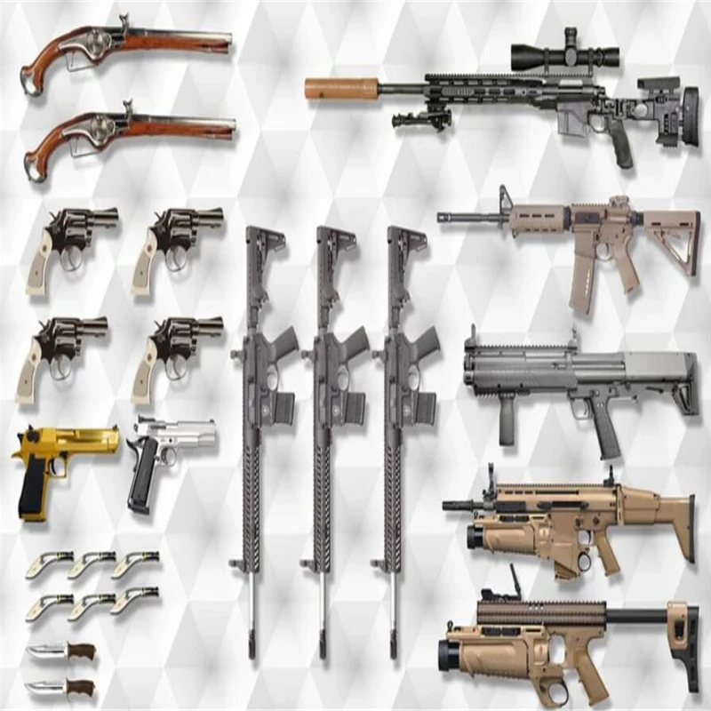 Decorative wallpaper 3D creative gun background wall