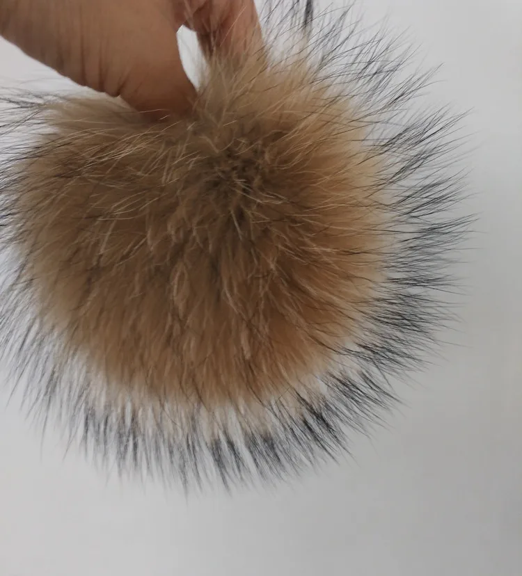 Pompons en fourrure de raton laveur 100% véritable, 15cm, boules de fourrure luxueuses, pour sac, chapeaux, casquette, écharpe, gants attachés au moraillon